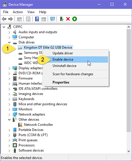 Administrador de dispositivos, Windows