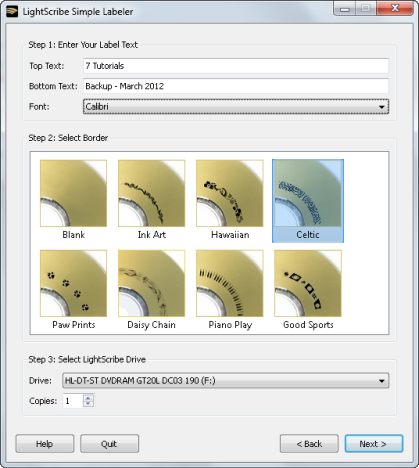 Etiquetadora simple LightScribe