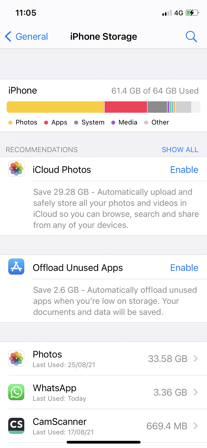 almacenamiento y uso de iCloud |  Arreglar el problema completo de almacenamiento de iPhone