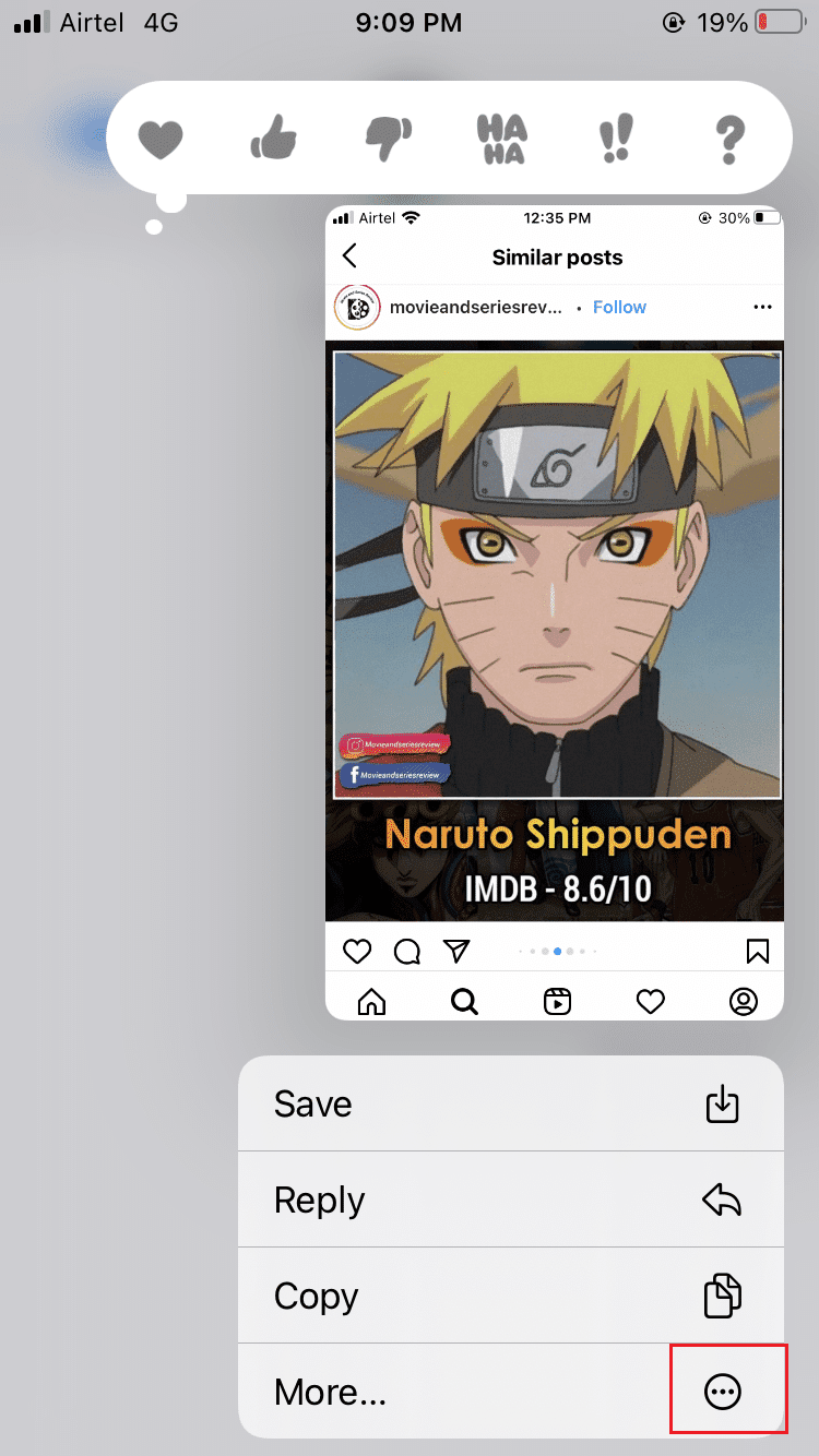 Toque... en el menú emergente, luego elija cualquier foto