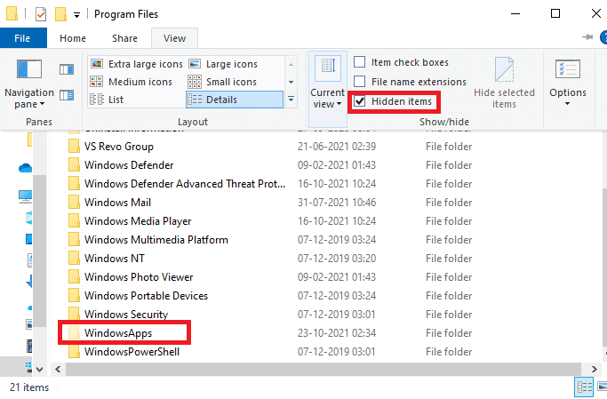 Aquí, desplácese hacia abajo hasta WindowsApps y haga clic derecho sobre él