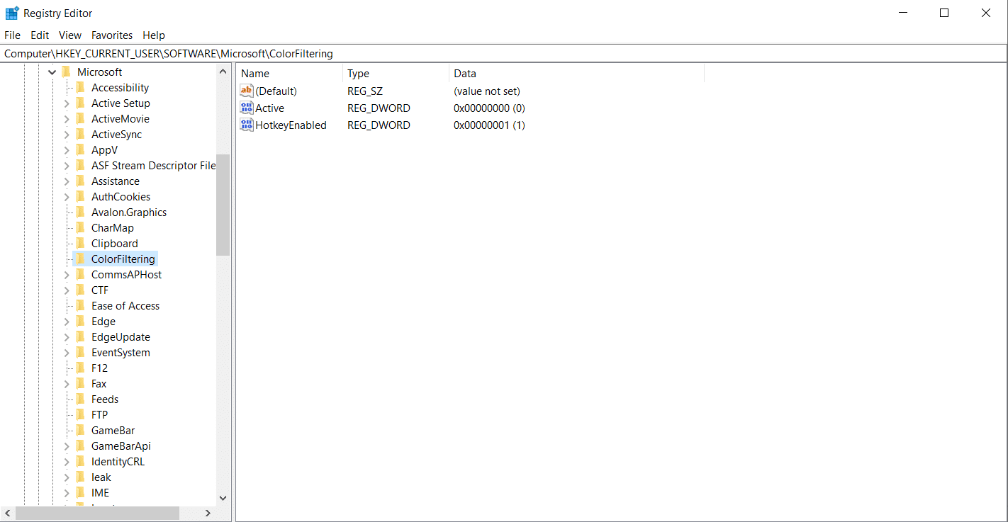 Navegue a la siguiente ruta para habilitar la escala de grises de Windows 10