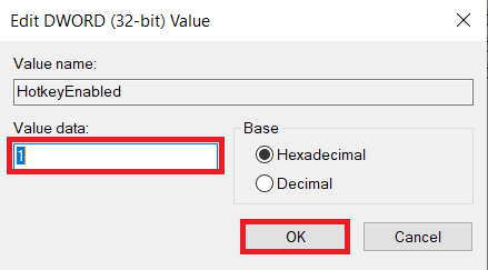 Cambie los datos del valor a 0 para aplicar la escala de grises.  Haga clic en Aceptar para habilitar la escala de grises de Windows 10.  Cómo poner la pantalla en blanco y negro en la PC