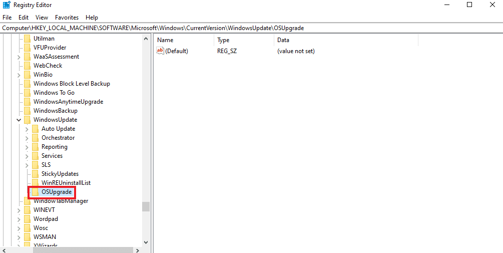 Navegue a la carpeta de claves OSUpgrade