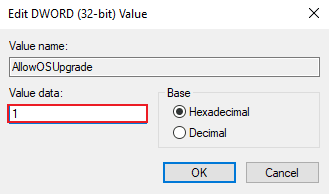 Establezca su valor en 1