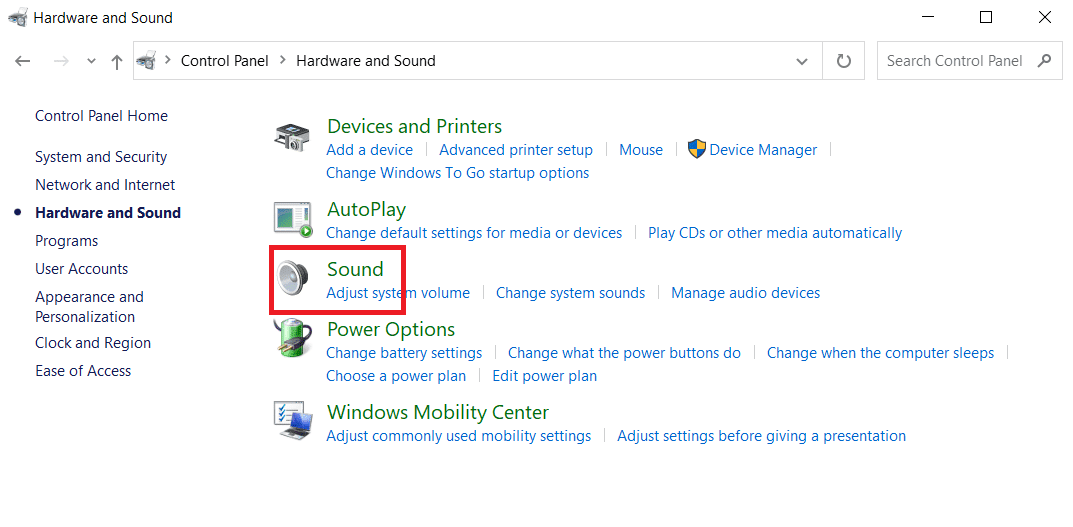 Haz clic en Sonido. Cómo arreglar Skype Stereo Mix no funciona en Windows 10