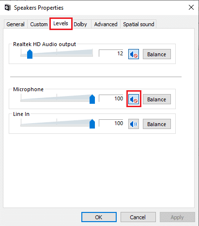 Vaya a la pestaña Niveles. Haga clic en el botón de altavoz silenciado para reactivar el micrófono. Cómo arreglar Skype Stereo Mix no funciona en Windows 10
