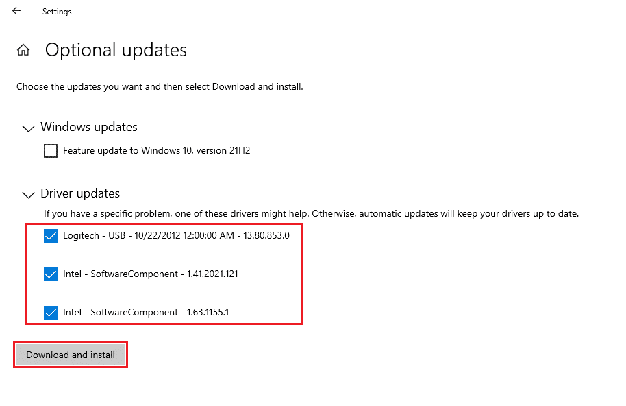Marque la casilla de los controladores que desea instalar, luego haga clic en el botón Descargar e instalar. Cómo arreglar Skype Stereo Mix no funciona en Windows 10