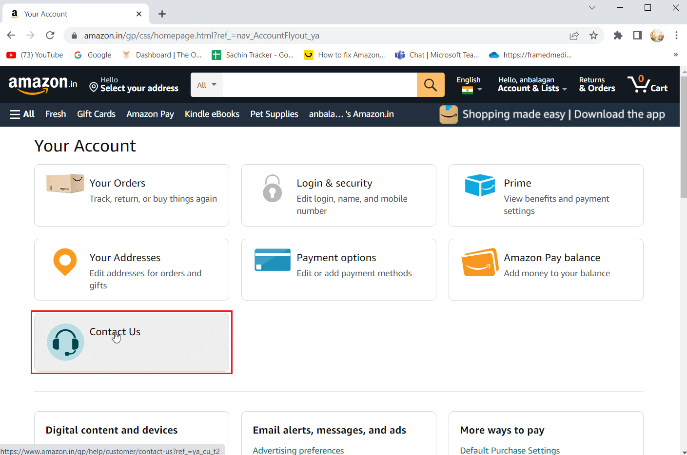 haga clic en contacto con nosotros.  Solucionar el error de Alexa 10 2 17 5 1 en Echo Dot