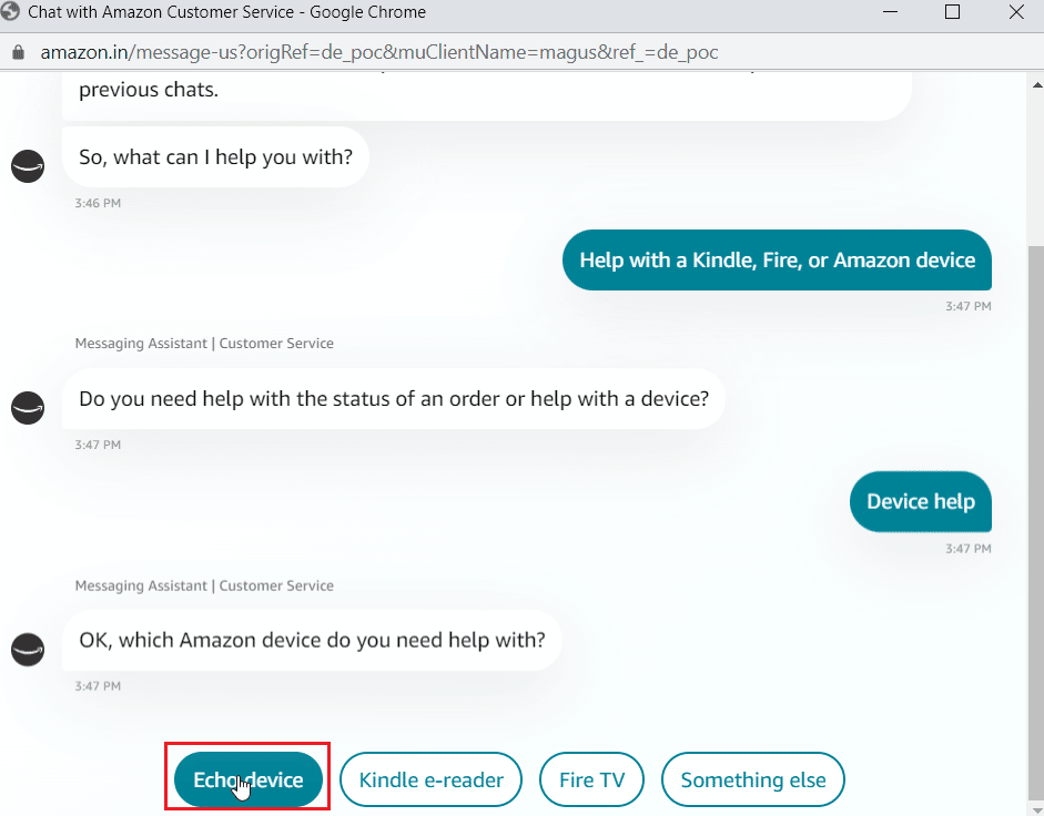 haga clic en dispositivo Echo.  Solucionar el error de Alexa 10 2 17 5 1 en Echo Dot