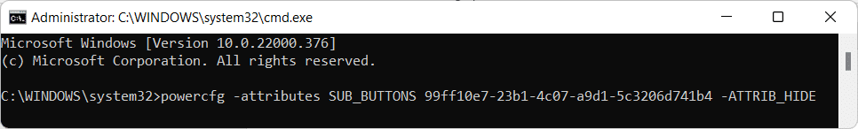 comando para habilitar la acción de apertura de la tapa en las opciones de energía de Windows 11