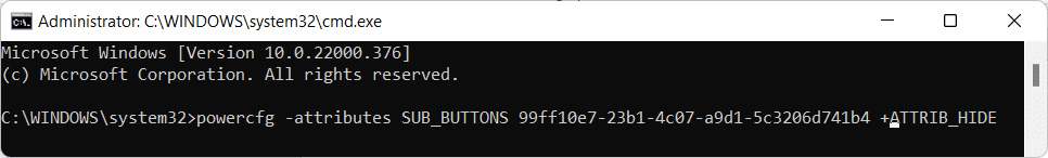 comando para deshabilitar u ocultar la acción de apertura de la tapa en las opciones de energía de Windows 11