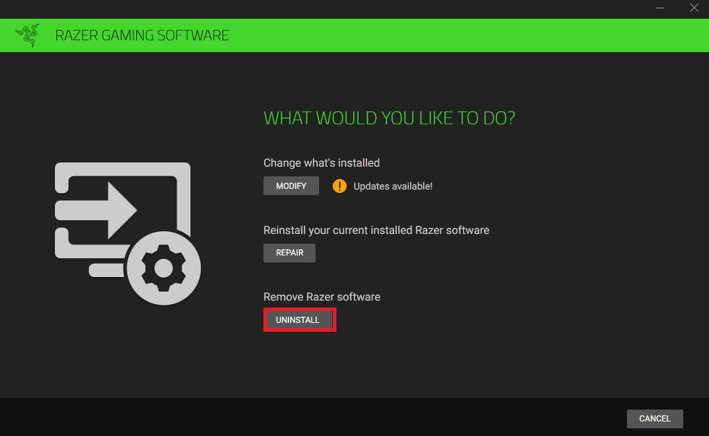 Seleccione DESINSTALAR