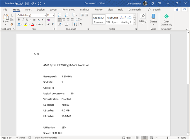 Pegar la información copiada en un editor de texto como Word