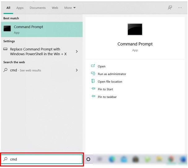Abra el símbolo del sistema.  El usuario puede realizar este paso buscando 'cmd' y luego presionando Enter.  |  [GUÍA] Restablecer Microsoft Edge a la configuración predeterminada