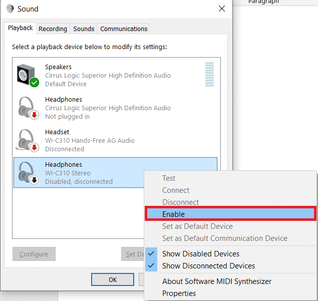 Si se muestra su dispositivo de audio, haga clic derecho sobre él. Seleccione Habilitar. Cómo arreglar que no haya dispositivos de audio instalados