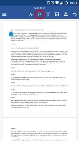 Android, Microsoft, Office, Word, Texto, Reemplazar, Buscar, Buscar