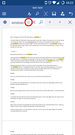 Android, Microsoft, Office, Word, Texto, Reemplazar, Buscar, Buscar