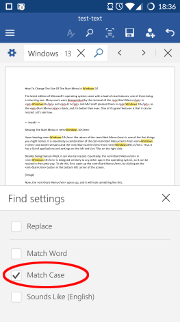 Android, Microsoft, Office, Word, Texto, Reemplazar, Buscar, Buscar