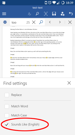 Android, Microsoft, Office, Word, Texto, Reemplazar, Buscar, Buscar