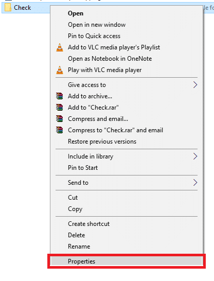 Haga clic derecho en esa carpeta en particular y elija Propiedades