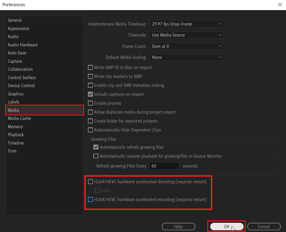 haga clic en medios y deshabilite las opciones y haga clic en Aceptar. ¿Cómo soluciono el error del renderizador acelerado?