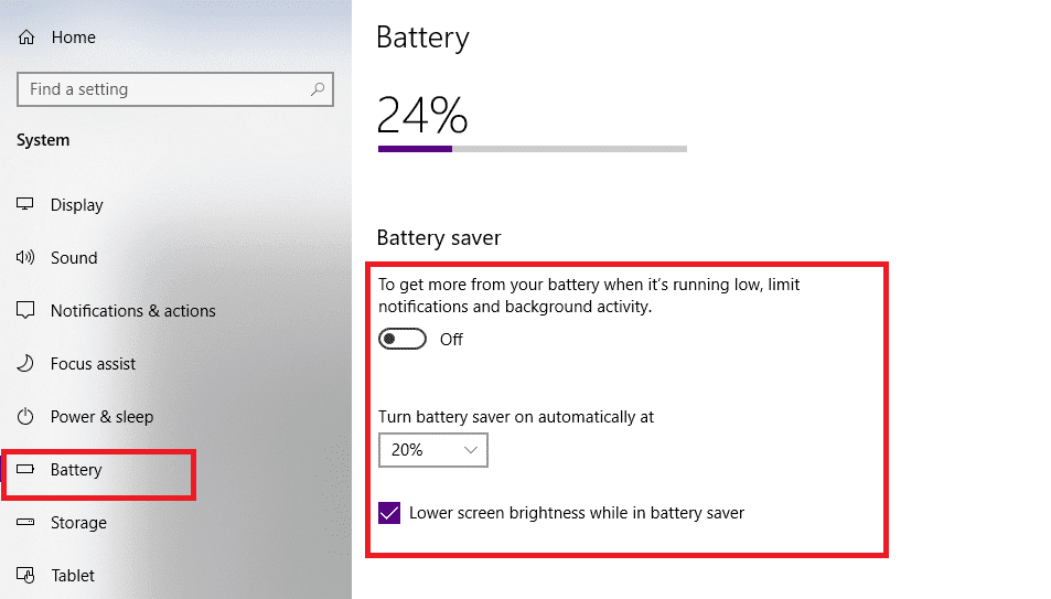 cambie la configuración de ahorro de batería según sus preferencias | Arreglar la computadora portátil HP que no se conecta a Wi-Fi