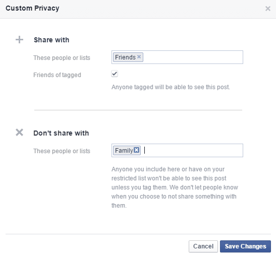 privacidad de facebook personalizada