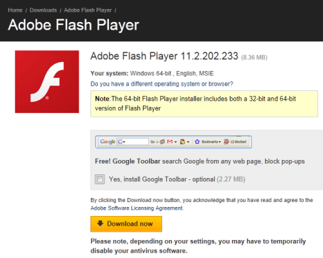 Internet Explorer de 64 bits - Adobe Flash Player