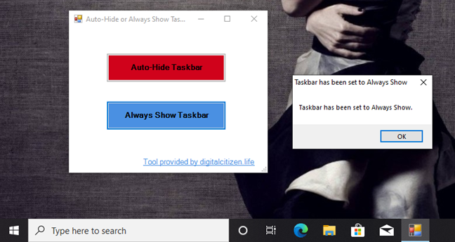 Mostrar siempre la barra de tareas con la herramienta TaskbarHide