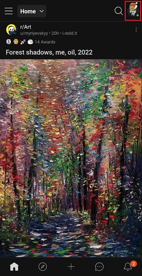 Toque el ícono de perfil en la esquina superior derecha