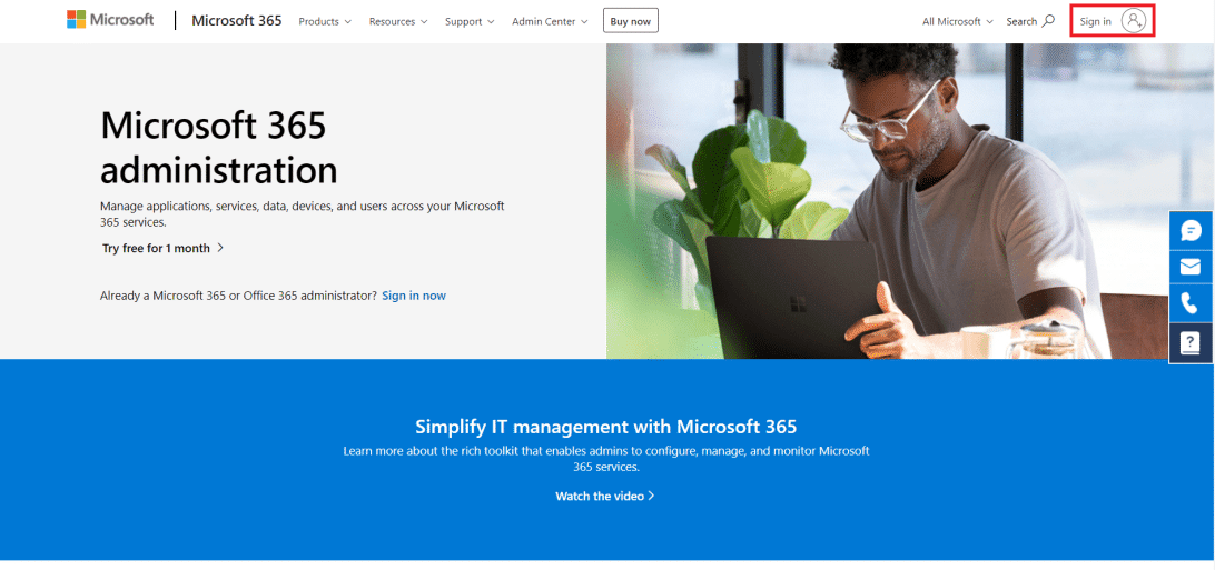 haga clic en Iniciar sesión. Cómo realizar el inicio de sesión en el Centro de administración de Microsoft Teams