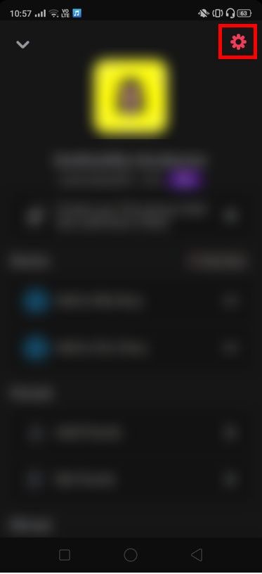 podrá ver el ícono de Configuración |  Solucionar el problema de la pantalla negra de la cámara de Snapchat
