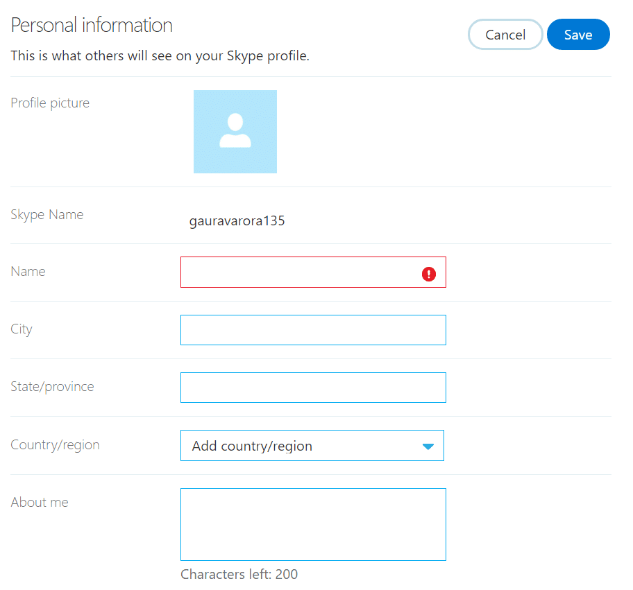 Eliminar toda la información de las secciones Información personal y Detalles de contacto