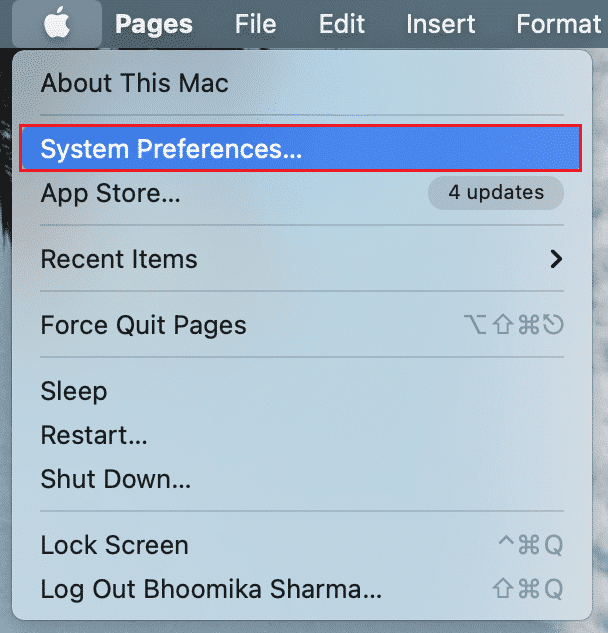 haga clic en Preferencias del sistema en la MacBook. Cómo arreglar el micrófono que no funciona en Mac