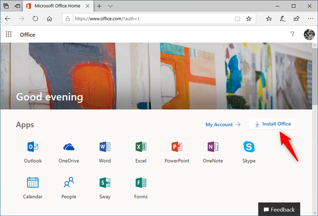 Instalar enlace de Office