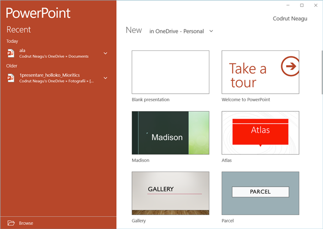 La aplicación móvil de PowerPoint para Windows 10