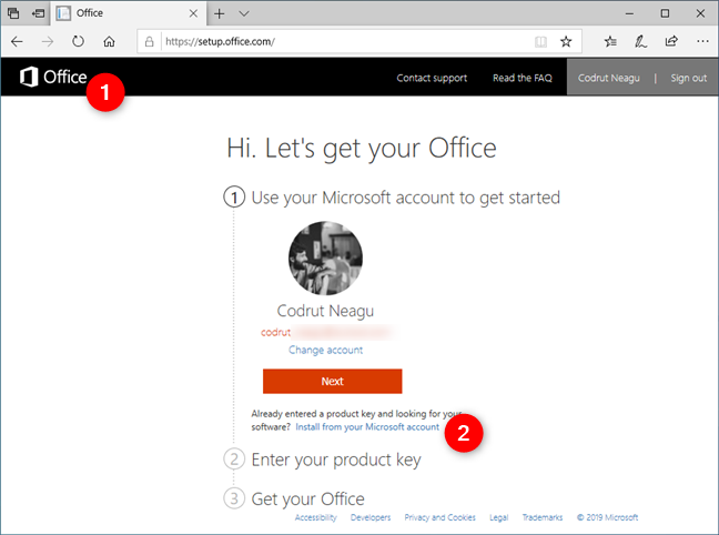 Instalar desde su cuenta de Microsoft