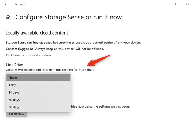 Los archivos de OneDrive se vuelven solo en línea si no se abren durante más de un tiempo especificado