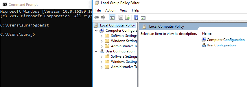 Ahora, se abrirá el Editor de políticas locales de grupo.