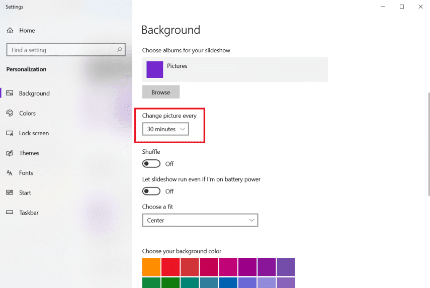 seleccione Cambiar imagen cada opción de tiempo. Cómo configurar 3 monitores en una computadora portátil