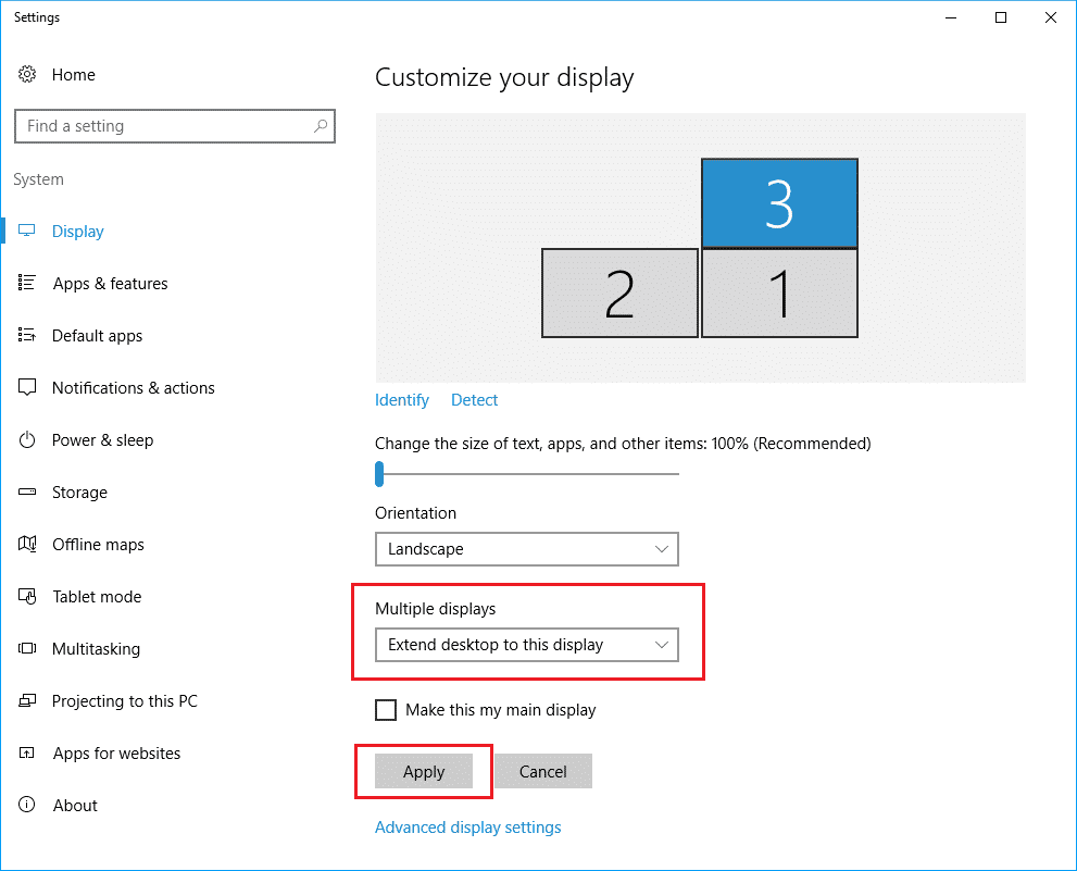 cambie varias pantallas en la configuración del sistema de visualización. Cómo configurar 3 monitores en una computadora portátil