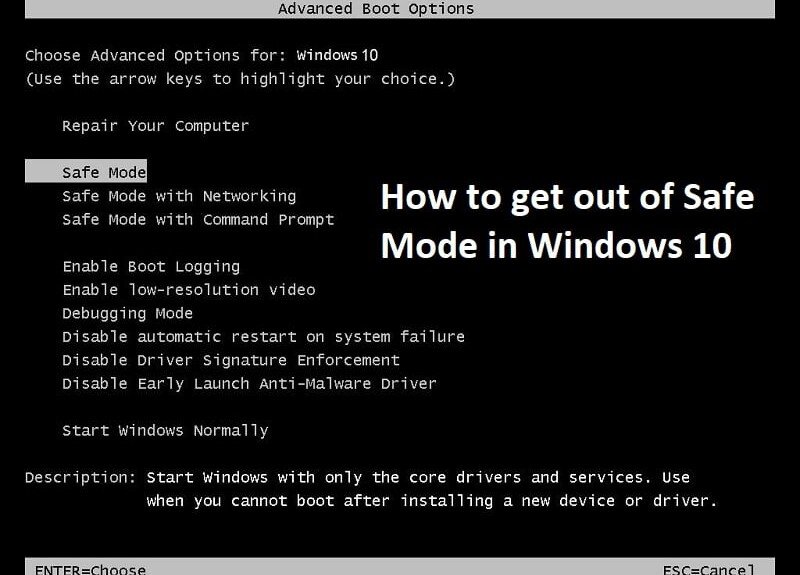 Cómo salir del modo seguro en Windows 10