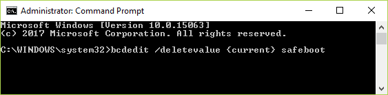 bcdedit / deletevalue {actual} arranque seguro