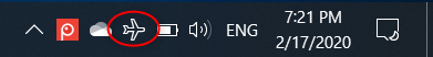 Icono de modo avión de Windows 10