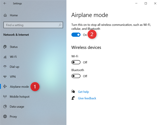 Habilitar o deshabilitar el modo avión en la configuración