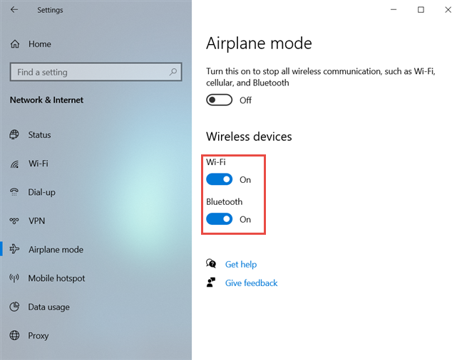 Activar o desactivar Wi-Fi y Bluetooth individualmente