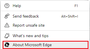 Luego, haga clic en Acerca de Microsoft Edge