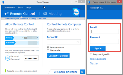 Windows 8.1, remoto, escritorio, aplicación, conexiones, TeamViewer