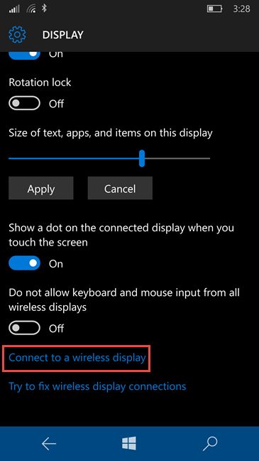 Miracast, proyecto, Windows 10 Mobile, TV, pantalla, adaptador inalámbrico de pantalla de Microsoft